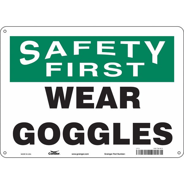 Safety Sign, 10 in Height, 14 in Width, Polyethylene, Horizontal Rectangle, English, 467A53