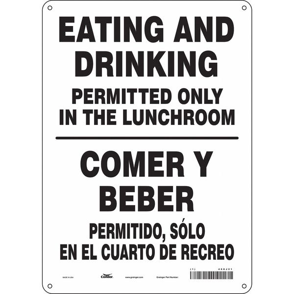 Safety Sign, 14 in Height, 10 in Width, Polyethylene, Vertical Rectangle, English, Spanish, 468J21