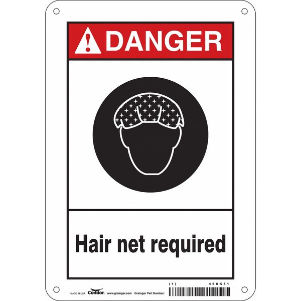 Safety Sign, 10 in Height, 7 in Width, Polyethylene, Horizontal Rectangle, English, 468K31