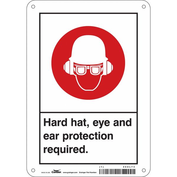 Safety Sign, 10 in Height, 7 in Width, Polyethylene, Horizontal Rectangle, English, 468L73