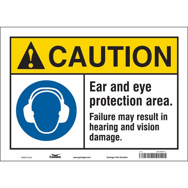 Safety Sign, 10 in Height, 14 in Width, Vinyl, Horizontal Rectangle, English, 468M21