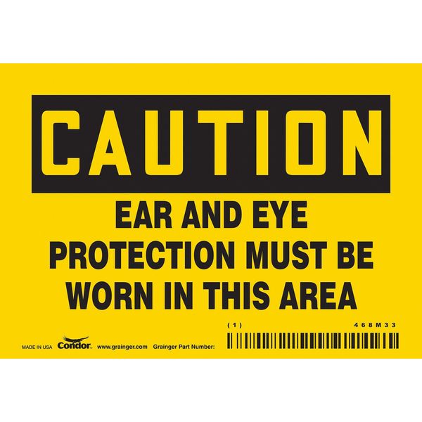 Safety Sign, 3 1/2 in Height, 5 in Width, Vinyl, Horizontal Rectangle, English, 468M33