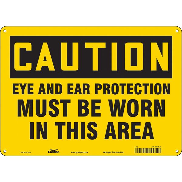 Safety Sign, 10 in Height, 14 in Width, Polyethylene, Horizontal Rectangle, English, 468M54