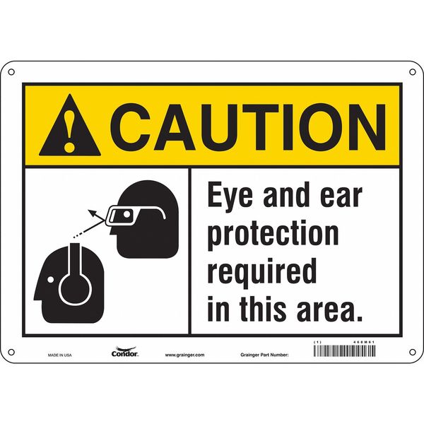 Safety Sign, 10 in Height, 14 in Width, Polyethylene, Horizontal Rectangle, English, 468M61