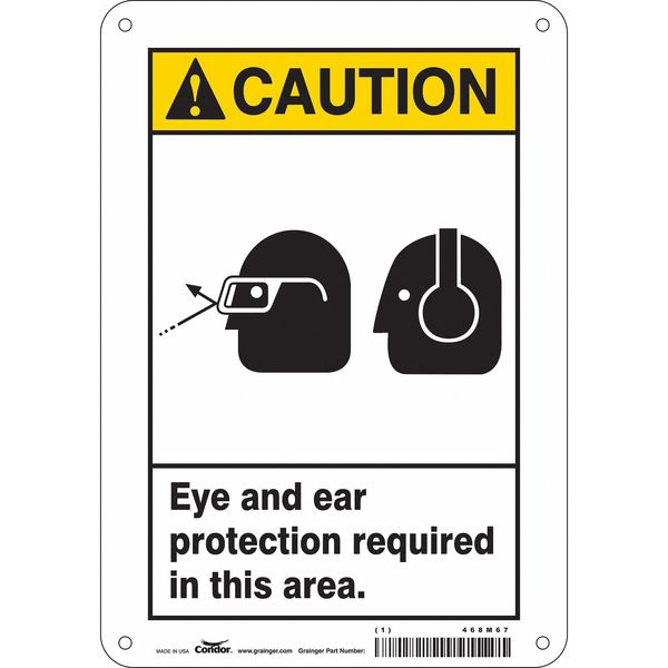Safety Sign, 10 in Height, 7 in Width, Polyethylene, Horizontal Rectangle, English, 468M67