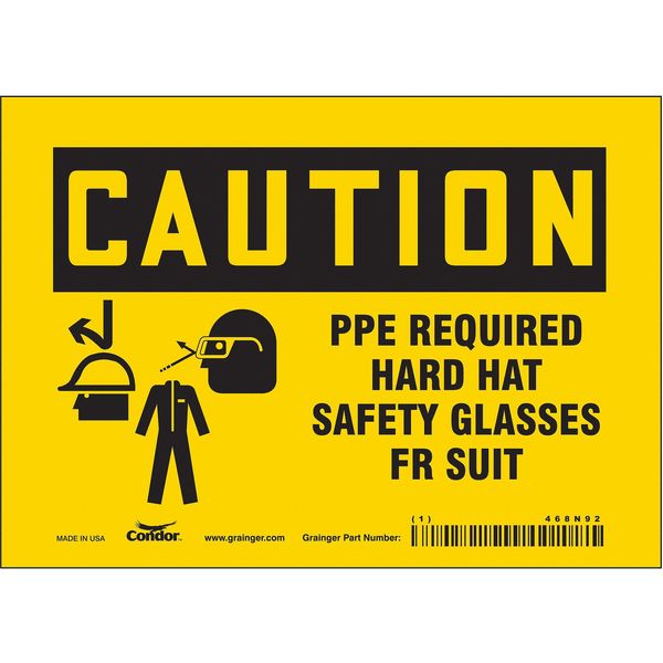 Safety Sign, 5 in Height, 7 in Width, Vinyl, Horizontal Rectangle, English, 468N92
