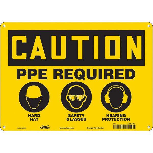 Safety Sign, 10 in Height, 14 in Width, Polyethylene, Horizontal Rectangle, English, 468N97