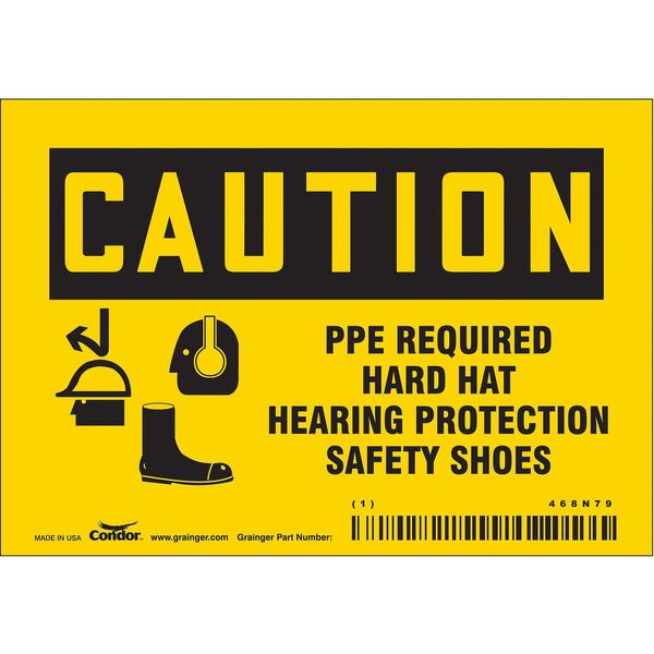 Safety Sign, 3 1/2 in Height, 5 in Width, Vinyl, Horizontal Rectangle, English, 468N79