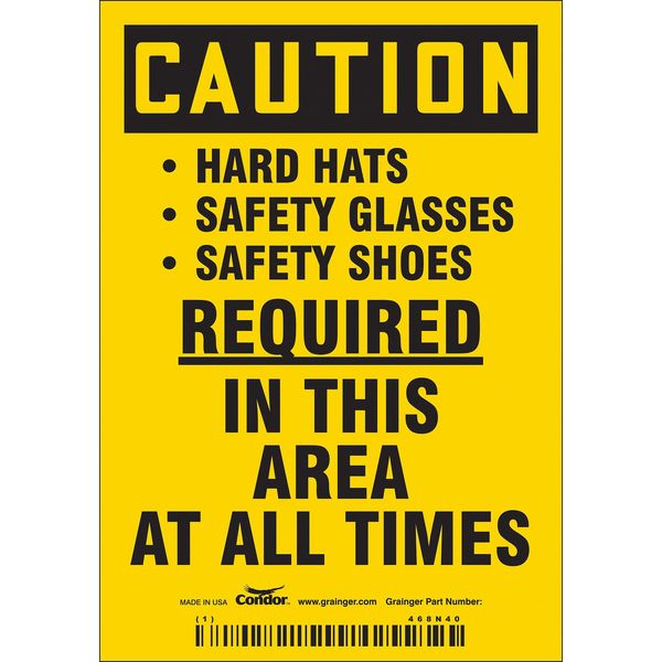 Safety Sign, 3 1/2 in Height, 3 in Width, Vinyl, Horizontal Rectangle, English