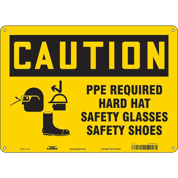 Safety Sign, 10 in Height, 14 in Width, Polyethylene, Horizontal Rectangle, English, 468P31