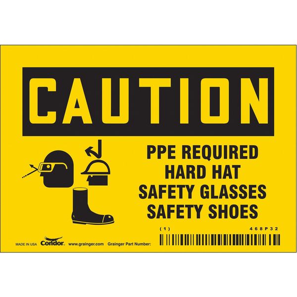 Safety Sign, 3 1/2 in Height, 5 in Width, Vinyl, Horizontal Rectangle, English, 468P32