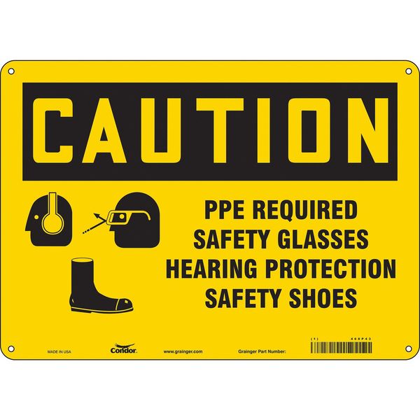 Safety Sign, 10 in Height, 14 in Width, Polyethylene, Horizontal Rectangle, English, 468P43