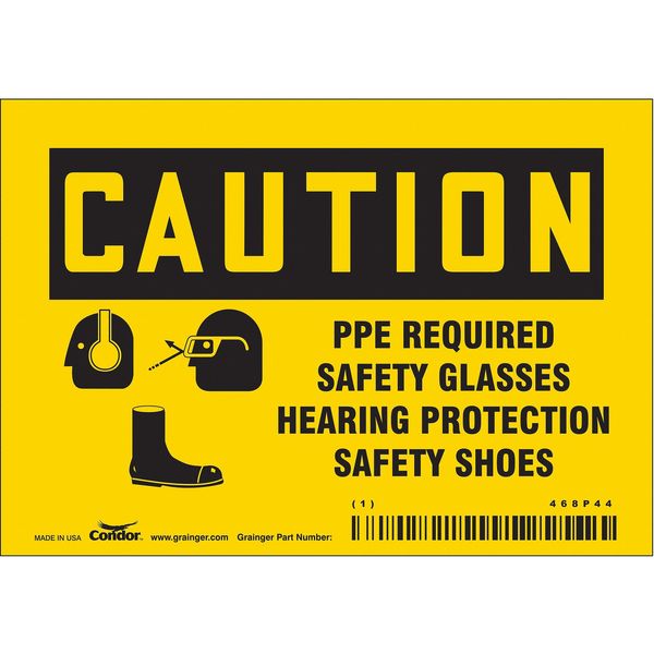 Safety Sign, 3 1/2 in Height, 5 in Width, Vinyl, Horizontal Rectangle, English, 468P44