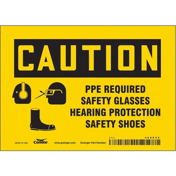 Safety Sign, 5 in Height, 7 in Width, Vinyl, Horizontal Rectangle, English, 468P45