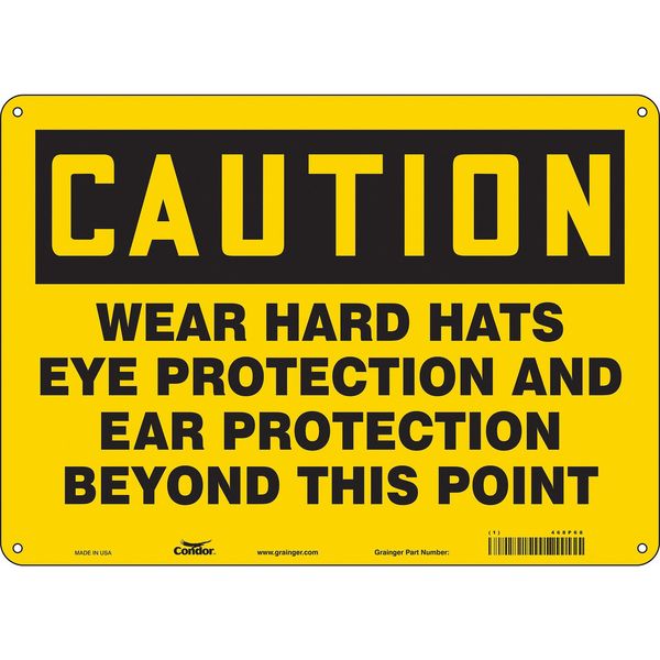 Safety Sign, 10 in Height, 14 in Width, Polyethylene, Horizontal Rectangle, English, 468P68
