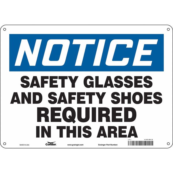 Safety Sign, 10 in Height, 14 in Width, Polyethylene, Horizontal Rectangle, English, 468R82