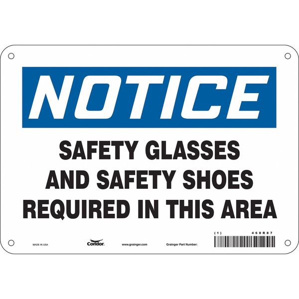 Safety Sign, 7 in Height, 10 in Width, Polyethylene, Vertical Rectangle, English, 468R87