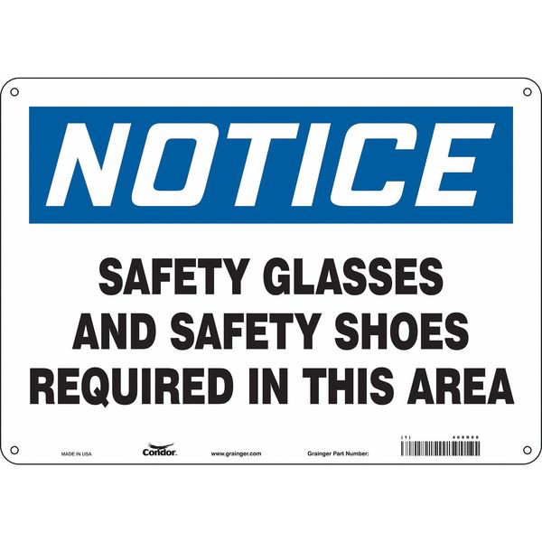 Safety Sign, 10 in Height, 14 in Width, Polyethylene, Horizontal Rectangle, English, 468R88