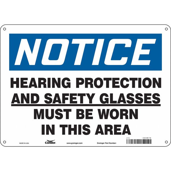 Safety Sign, 10 in Height, 14 in Width, Polyethylene, Horizontal Rectangle, English, 468R76