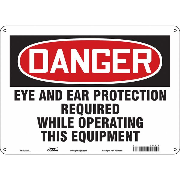 Safety Sign, 10 in Height, 14 in Width, Polyethylene, Horizontal Rectangle, English, 468R10