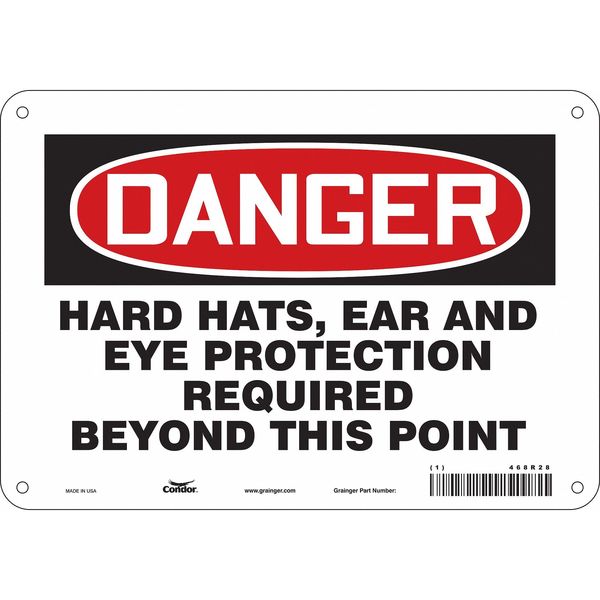 Safety Sign, 7 in Height, 10 in Width, Polyethylene, Vertical Rectangle, English, 468R28