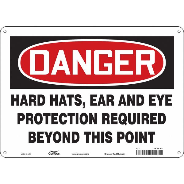 Safety Sign, 10 in Height, 14 in Width, Polyethylene, Horizontal Rectangle, English, 468R38