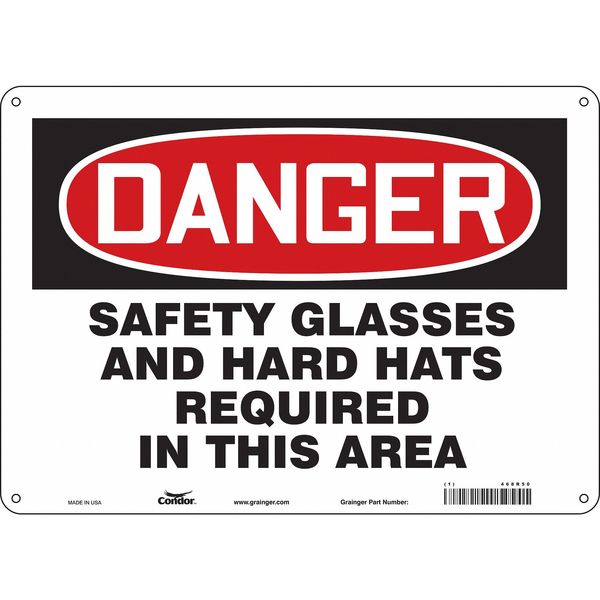 Safety Sign, 10 in Height, 14 in Width, Polyethylene, Horizontal Rectangle, English, 468R50
