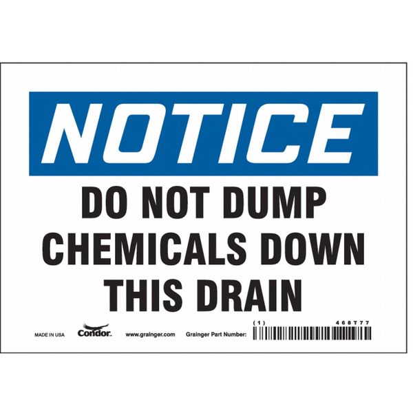 Safety Sign, 5 in Height, 7 in Width, Vinyl, Horizontal Rectangle, English, 468T77