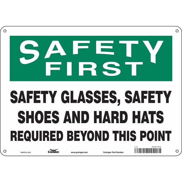 Safety Sign, 10 in Height, 14 in Width, Polyethylene, Horizontal Rectangle, English, 468T02