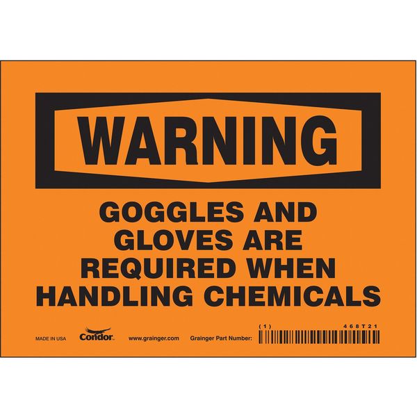 Safety Sign, 5 in Height, 7 in Width, Vinyl, Horizontal Rectangle, English, 468T21