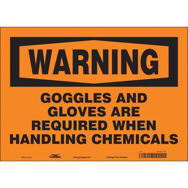Safety Sign, 10 in Height, 14 in Width, Vinyl, Horizontal Rectangle, English, 468T23