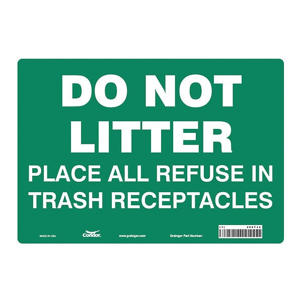 Safety Sign, 10 in Height, 14 in Width, Polyethylene, Horizontal Rectangle, English, 468T34