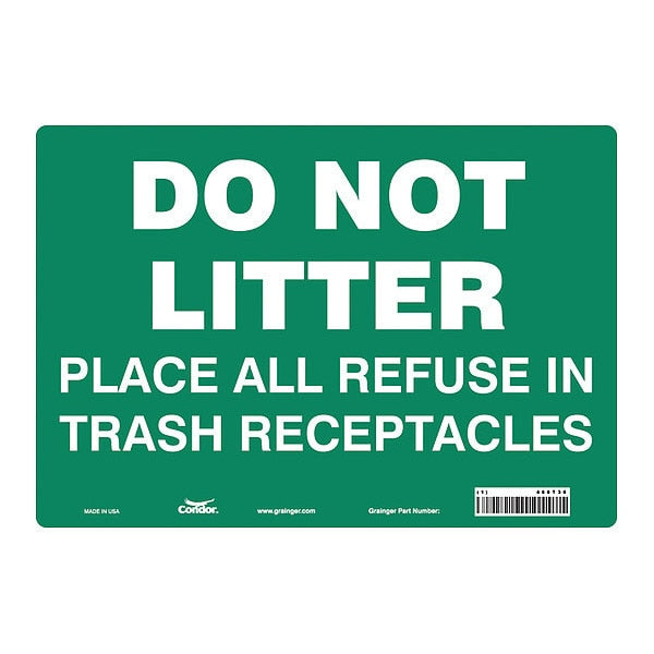 Safety Sign, 10 in Height, 14 in Width, Vinyl, Horizontal Rectangle, English, 468T36