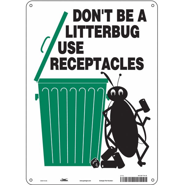Safety Sign, 14 in Height, 10 in Width, Polyethylene, Vertical Rectangle, English, 468T40