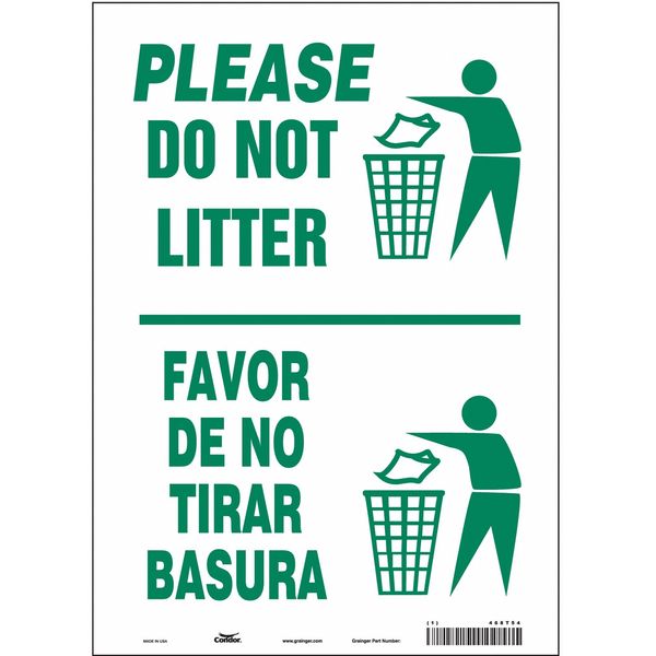 Safety Sign, 14 in Height, 10 in Width, Vinyl, Vertical Rectangle, English, Spanish, 468T54
