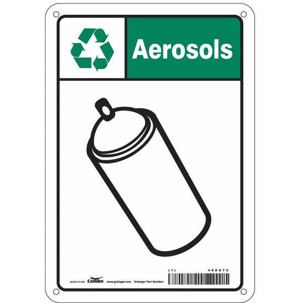 Safety Sign, 10 in Height, 7 in Width, Polyethylene, Horizontal Rectangle, English, 468U70