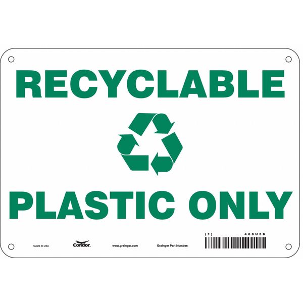 Safety Sign, 7 in Height, 10 in Width, Polyethylene, Vertical Rectangle, English, 468U58
