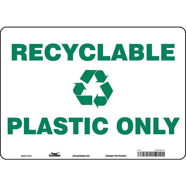 Safety Sign, 10 in Height, 14 in Width, Polyethylene, Horizontal Rectangle, English, 468U59