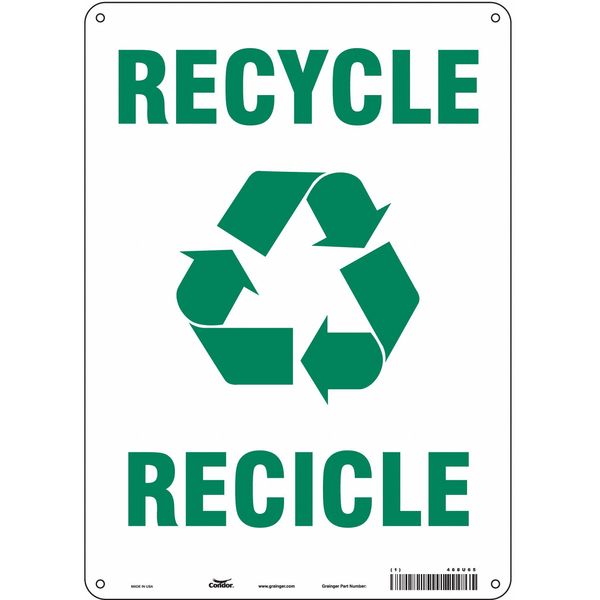 Safety Sign, 14 in Height, 10 in Width, Polyethylene, Vertical Rectangle, English, Spanish, 468U65