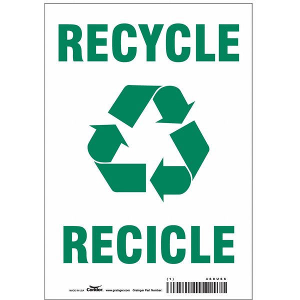 Safety Sign, 10 in Height, 7 in Width, Vinyl, Horizontal Rectangle, English, Spanish, 468U66