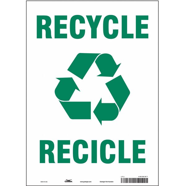 Safety Sign, 14 in Height, 10 in Width, Vinyl, Vertical Rectangle, English, Spanish, 468U67