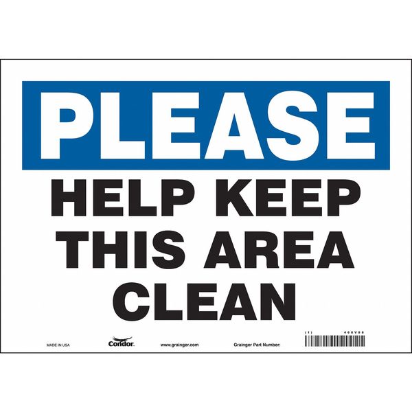 Safety Sign, 10 in Height, 14 in Width, Vinyl, Horizontal Rectangle, English, 468V88