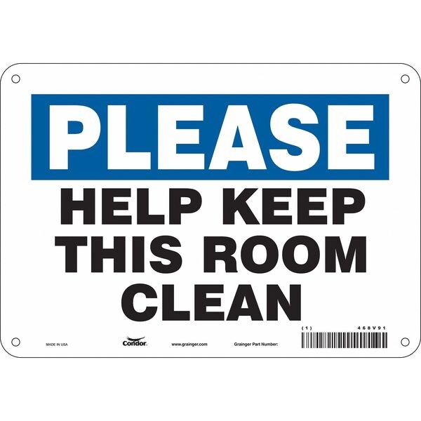 Safety Sign, 7 in Height, 10 in Width, Polyethylene, Vertical Rectangle, English, 468V91