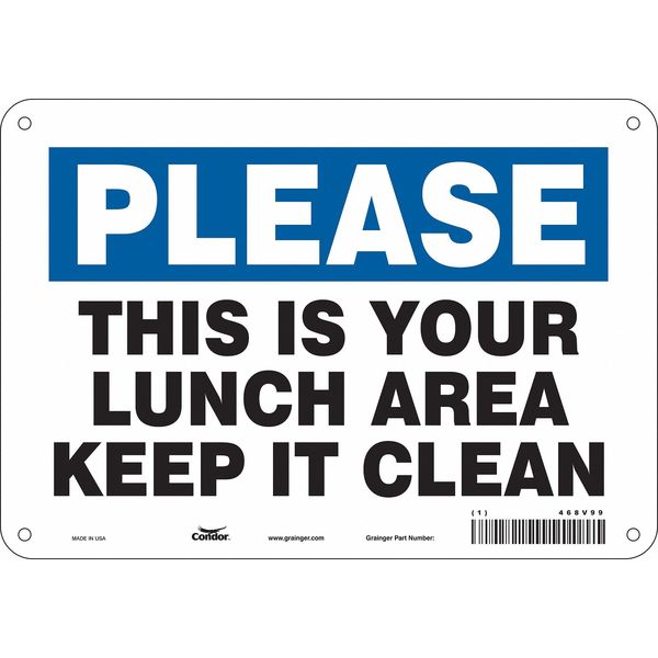 Safety Sign, 7 in Height, 10 in Width, Polyethylene, Vertical Rectangle, English, 468V99