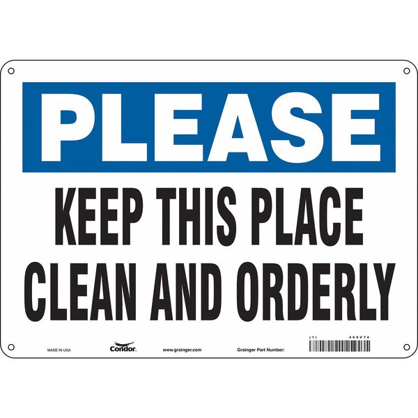 Safety Sign, 10 in Height, 14 in Width, Polyethylene, Horizontal Rectangle, English, 468V74