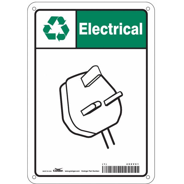 Safety Sign, 10 in Height, 7 in Width, Polyethylene, Horizontal Rectangle, English, 468V01