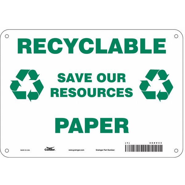 Safety Sign, 7 in Height, 10 in Width, Polyethylene, Vertical Rectangle, English, 468V33