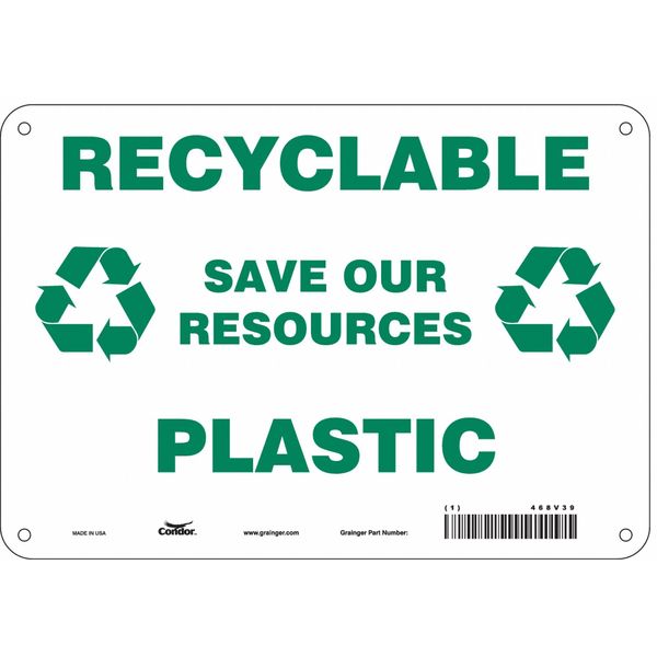 Safety Sign, 7 in Height, 10 in Width, Polyethylene, Vertical Rectangle, English, 468V39