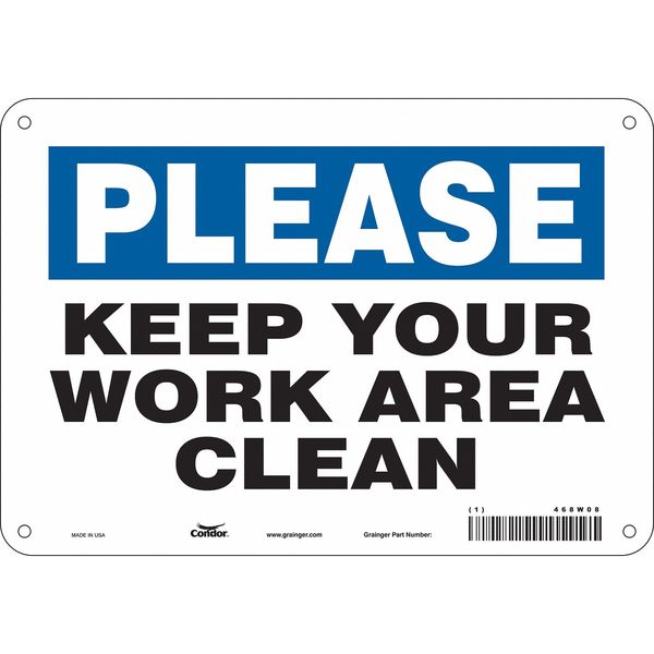 Safety Sign, 7 in Height, 10 in Width, Polyethylene, Vertical Rectangle, English, 468W08