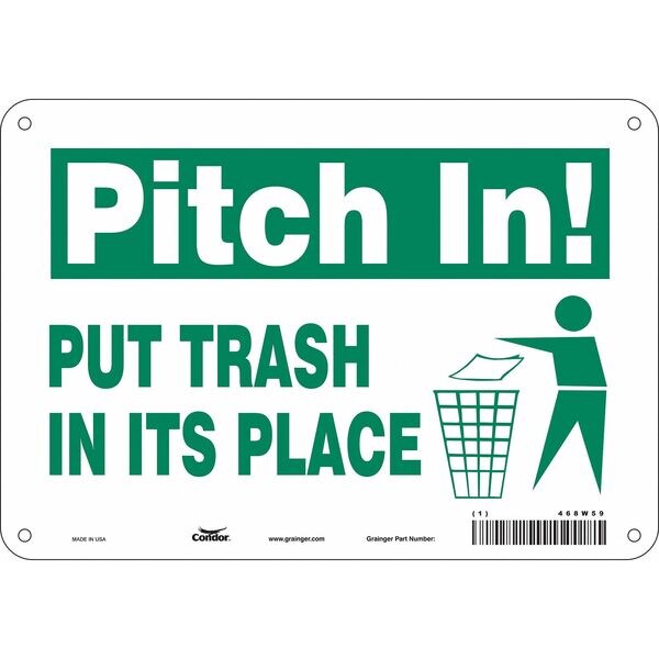 Safety Sign, 7 in Height, 10 in Width, Polyethylene, Vertical Rectangle, English, 468W59